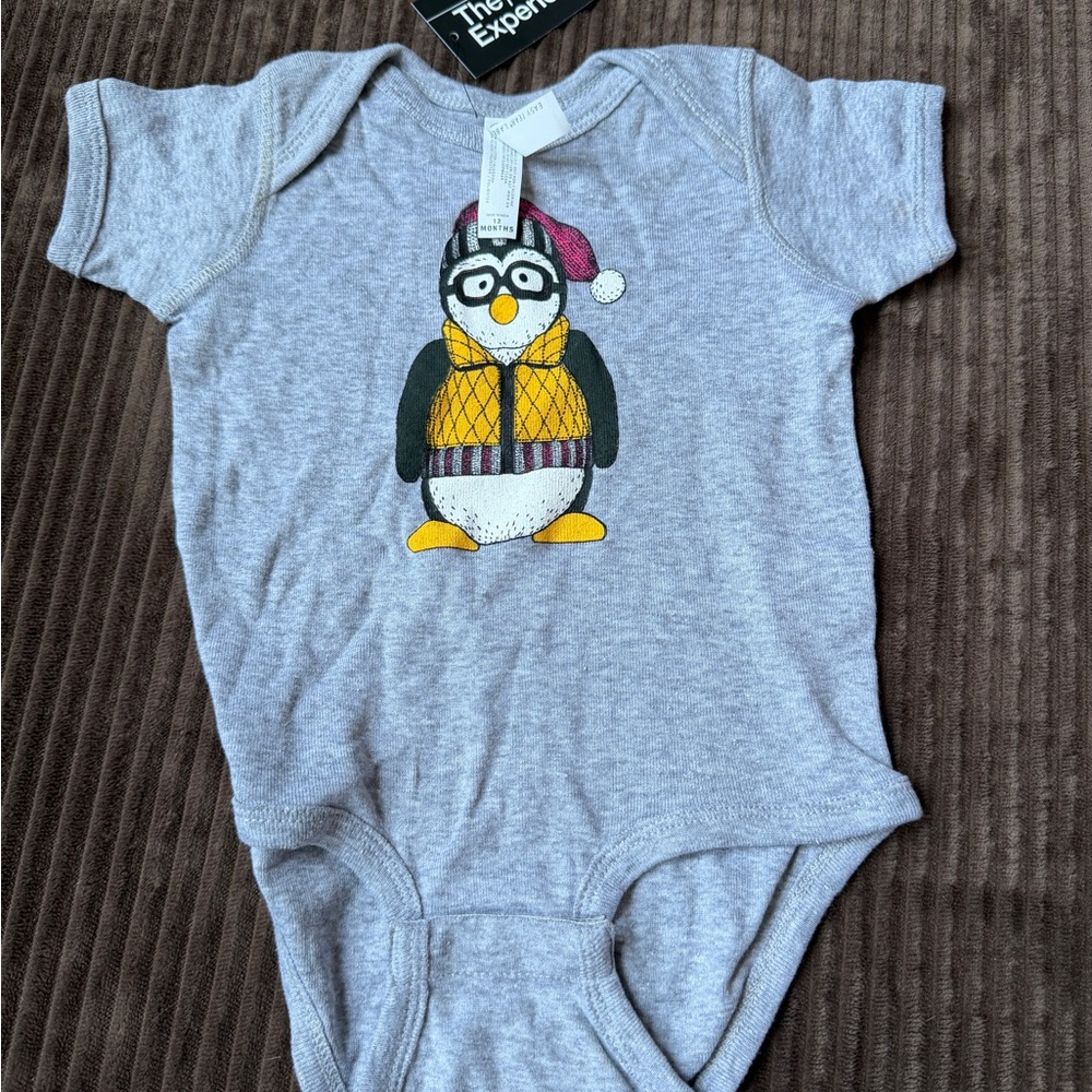 Kids Gray Penguin One Piece